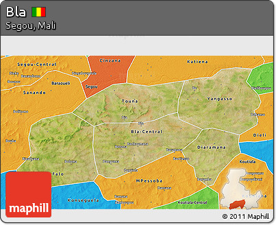 Satellite 3D Map of Bla, political outside