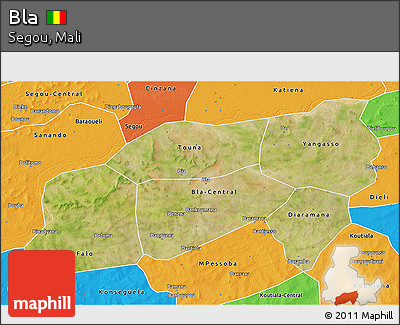 Satellite 3D Map of Bla, political outside