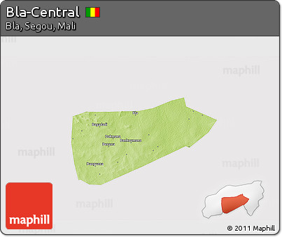 Physical 3D Map of Bla-Central, cropped outside