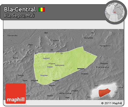 Physical 3D Map of Bla-Central, darken, desaturated