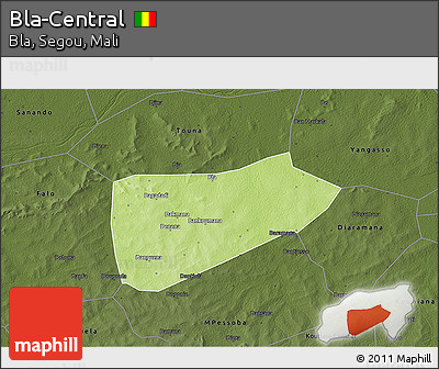 Physical 3D Map of Bla-Central, darken