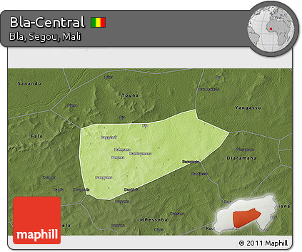 Physical 3D Map of Bla-Central, darken