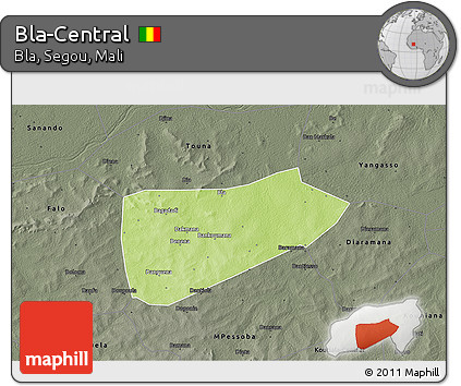 Physical 3D Map of Bla-Central, darken, semi-desaturated