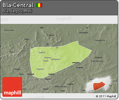 Physical 3D Map of Bla-Central, darken, semi-desaturated