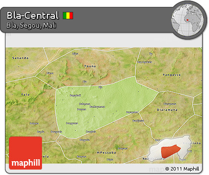 Physical 3D Map of Bla-Central, satellite outside