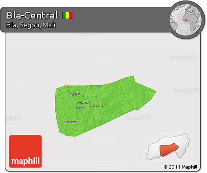 Political 3D Map of Bla-Central, cropped outside