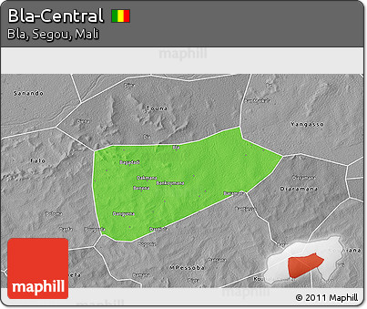 Political 3D Map of Bla-Central, desaturated