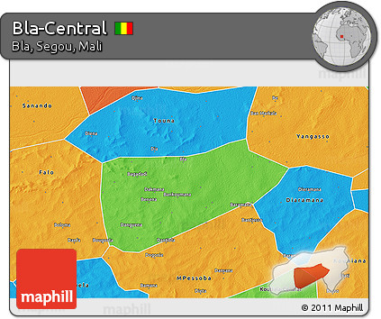 Political 3D Map of Bla-Central