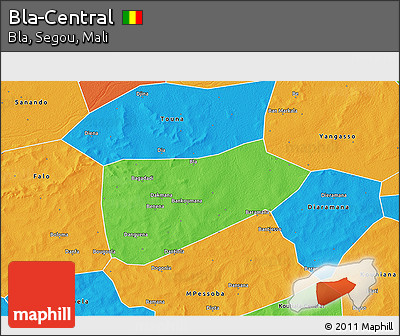 Political 3D Map of Bla-Central