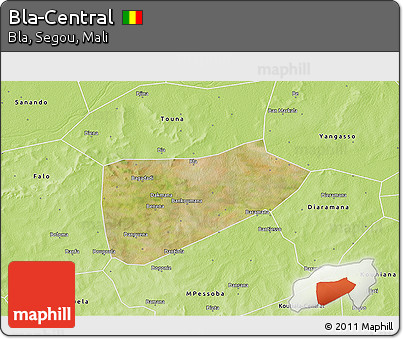 Satellite 3D Map of Bla-Central, physical outside