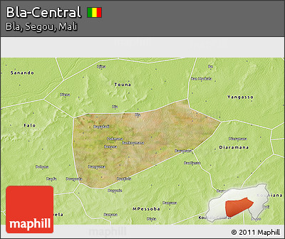 Satellite 3D Map of Bla-Central, physical outside