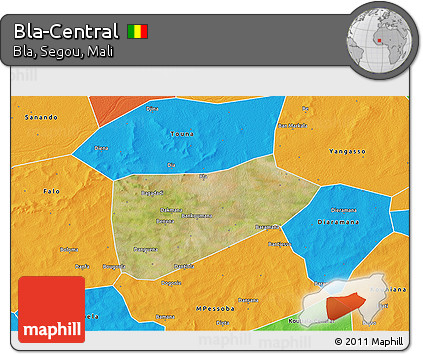 Satellite 3D Map of Bla-Central, political outside