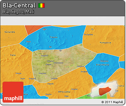 Satellite 3D Map of Bla-Central, political outside
