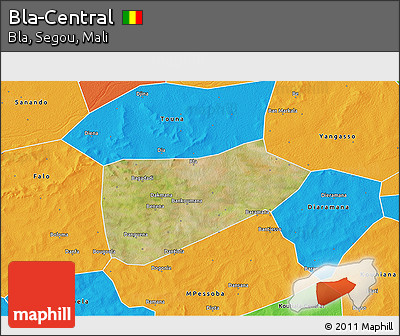 Satellite 3D Map of Bla-Central, political outside