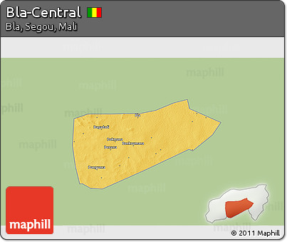 Savanna Style 3D Map of Bla-Central, single color outside
