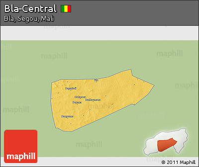 Savanna Style 3D Map of Bla-Central, single color outside