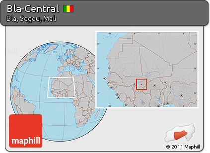 Gray Location Map of Bla-Central, within the entire country
