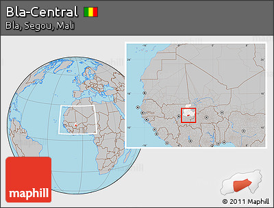 Gray Location Map of Bla-Central, highlighted grandparent region, within the entire country