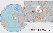 Gray Location Map of Bla-Central, highlighted grandparent region, hill shading