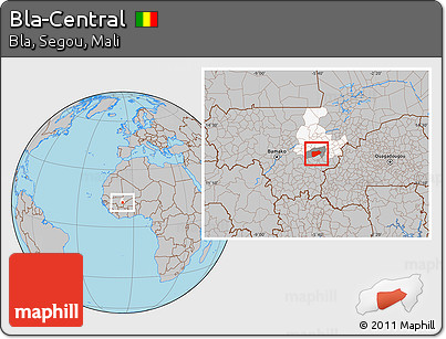 Gray Location Map of Bla-Central, highlighted parent region, highlighted grandparent region