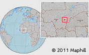 Gray Location Map of Bla-Central, highlighted parent region, hill shading