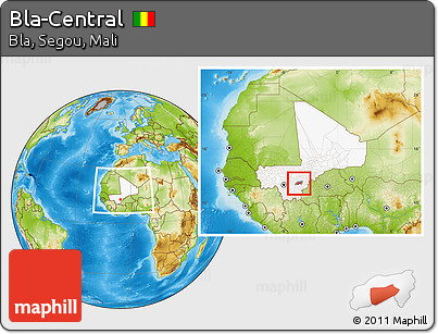 Physical Location Map of Bla-Central, highlighted country, highlighted parent region, within the entire country