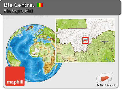 Physical Location Map of Bla-Central, highlighted country, highlighted parent region