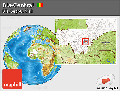 Physical Location Map of Bla-Central, highlighted country, highlighted parent region