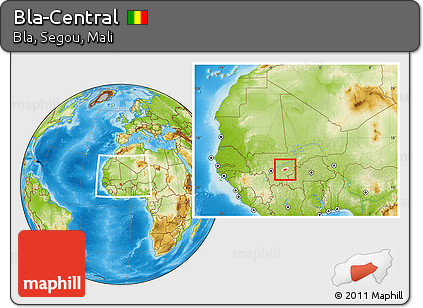 Physical Location Map of Bla-Central, highlighted parent region, within the entire country