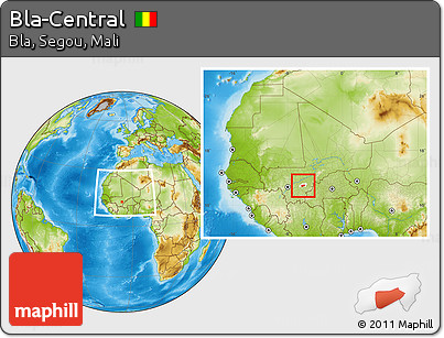 Physical Location Map of Bla-Central, highlighted parent region, within the entire country