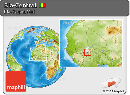Physical Location Map of Bla-Central, highlighted parent region, highlighted grandparent region, within the entire country