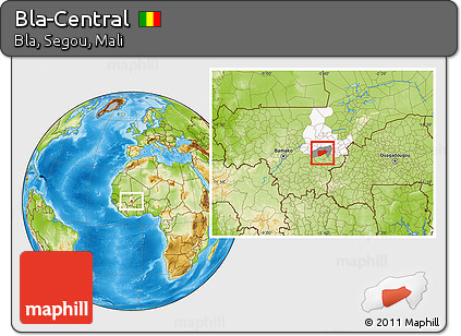 Physical Location Map of Bla-Central, highlighted parent region, highlighted grandparent region
