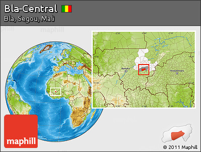 Physical Location Map of Bla-Central, highlighted parent region, highlighted grandparent region