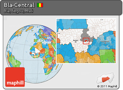 Political Location Map of Bla-Central, highlighted country, highlighted grandparent region