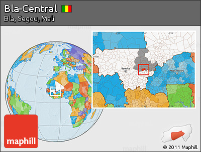 Political Location Map of Bla-Central, highlighted country, highlighted grandparent region