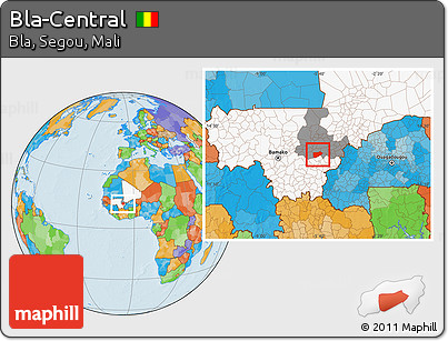 Political Location Map of Bla-Central, highlighted country, highlighted grandparent region
