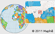 Political Location Map of Bla-Central, highlighted country, highlighted parent region