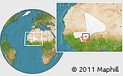 Satellite Location Map of Bla-Central, highlighted country, highlighted parent region, within the entire country