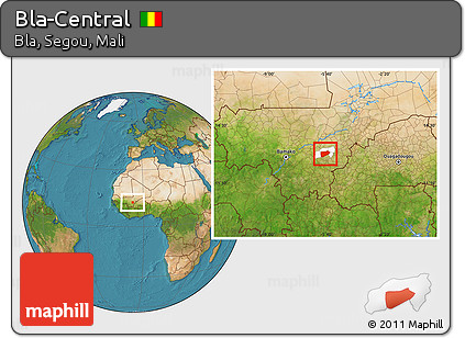 Satellite Location Map of Bla-Central, highlighted parent region