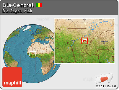 Satellite Location Map of Bla-Central, highlighted parent region