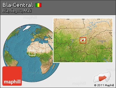 Satellite Location Map of Bla-Central, highlighted parent region