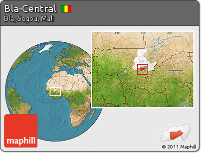 Satellite Location Map of Bla-Central, highlighted parent region, highlighted grandparent region
