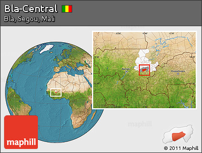 Satellite Location Map of Bla-Central, highlighted parent region, highlighted grandparent region