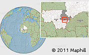 Savanna Style Location Map of Bla-Central, highlighted country, highlighted grandparent region, hill shading