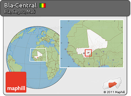 Savanna Style Location Map of Bla-Central, highlighted country, highlighted parent region, within the entire country