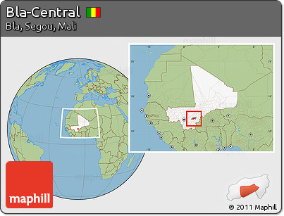 Savanna Style Location Map of Bla-Central, highlighted country, highlighted parent region, within the entire country