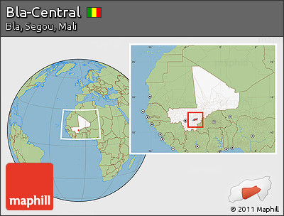 Savanna Style Location Map of Bla-Central, highlighted country, highlighted parent region, within the entire country