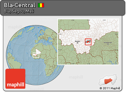 Savanna Style Location Map of Bla-Central, highlighted country, highlighted parent region, hill shading