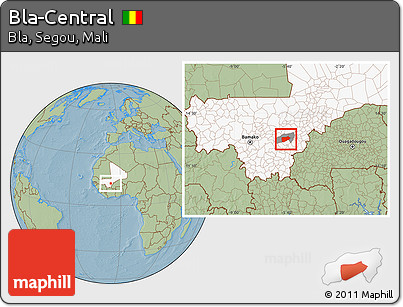 Savanna Style Location Map of Bla-Central, highlighted country, highlighted parent region, hill shading