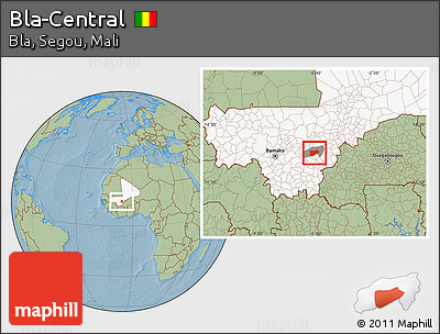 Savanna Style Location Map of Bla-Central, highlighted country, highlighted parent region, hill shading